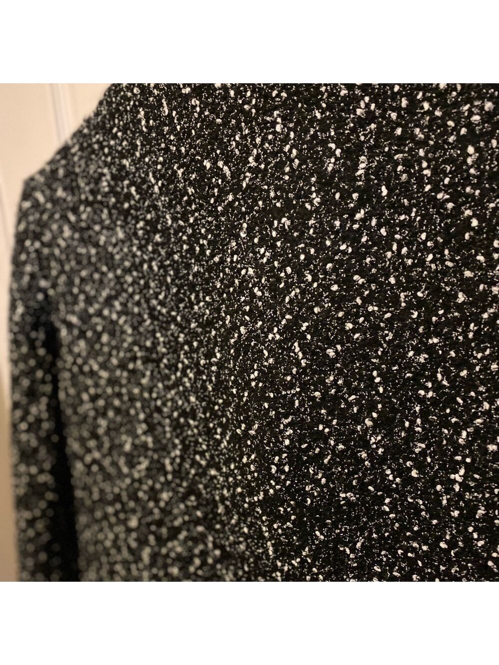 Club Monaco. Tweed Funnel Neck Wool blend coat. Black and white. - Picture 12 of 15